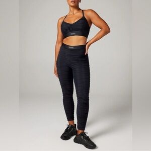 Savage X Fenty Black Ruche Hour High-Wasted Mesh Legging Pant Size Small Nwt